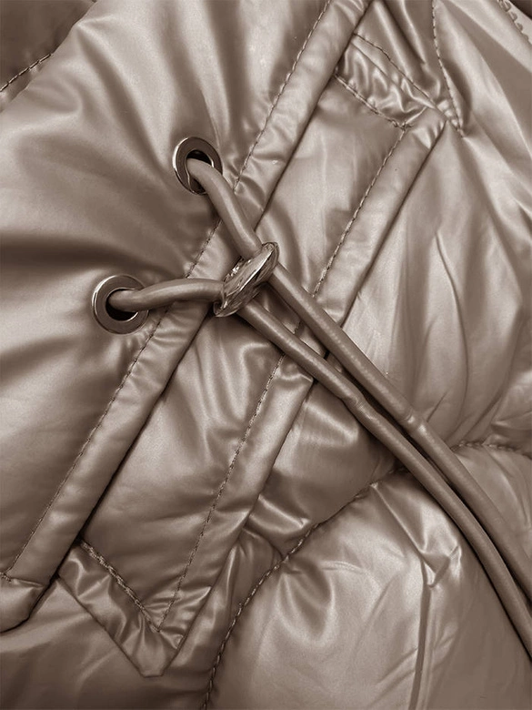 Taliowana kamizelka z kapturem cappuccino (B8172-12)