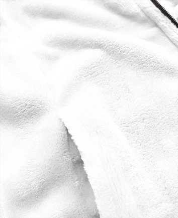 Pluszowa damska bluza ze stójką biało-czarna (hh002-45-1)