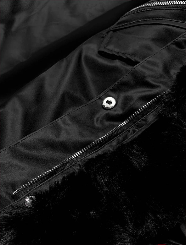 Parka damska z futerkiem czarna (5m762-392)