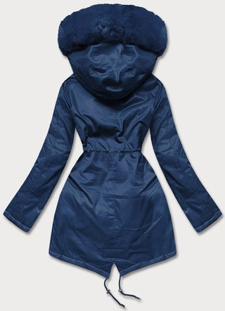 Parka damska z futerkiem granatowa (5m762-215)