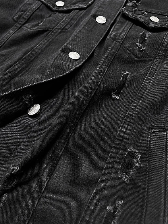 Luźna damska kurtka z przetarciami czarna (LS9033)