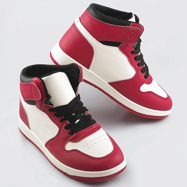 Damskie sneakersy za kostkę czerwono-białe (xa069)