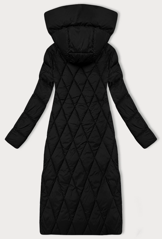 Długa zimowa kurtka damska z kapturem Libland czarna (7832)