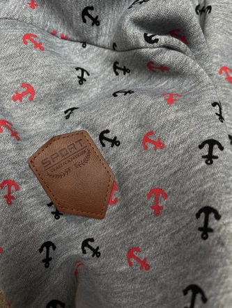 Gruba bluza w kotwice ze skośnym zamkiem szara (2308)