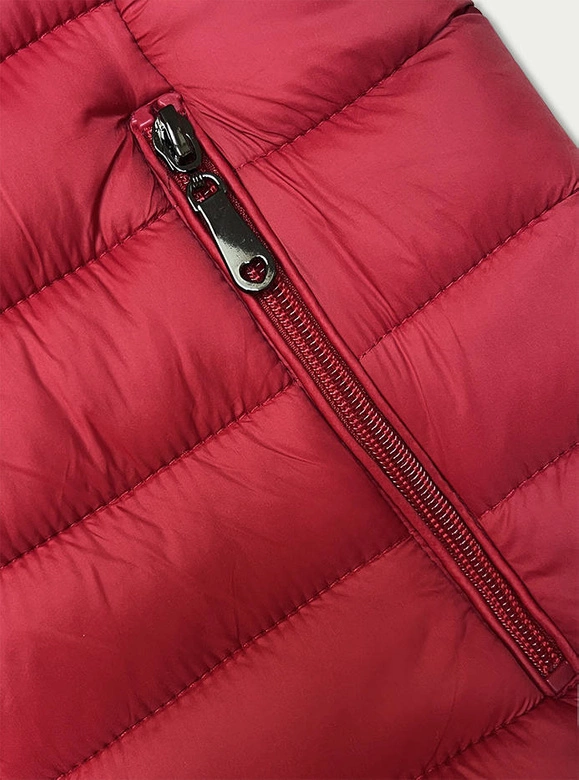 Pikowany bezrękawnik z kapturem damski czerwony (16M9139-270)