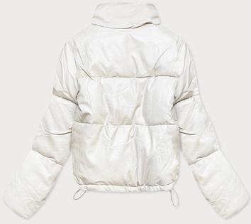 Krótka kurtka damska ze skóry ekologicznej ecru (202016)