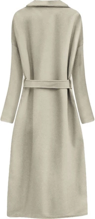 DŁUGI PŁASZCZ WIĄZANY PASKIEM BEŻOWY (7981)