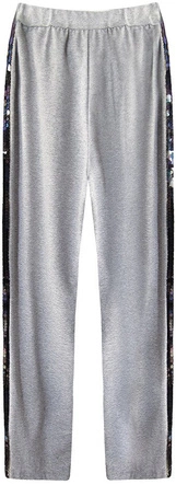 BAWEŁNIANE SPODNIE Z CEKINOWYMI LAMPASAMI JASNOSZARE (210ART)