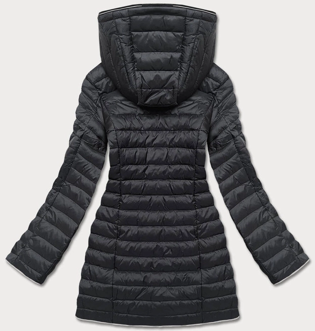 Pikowana kurtka z kapturem czarna (ld-7153)