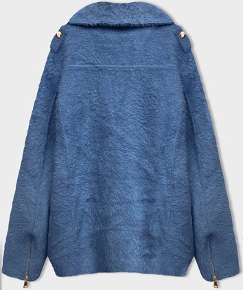 Krótka wełniana kurtka alpaka niebieska (553)