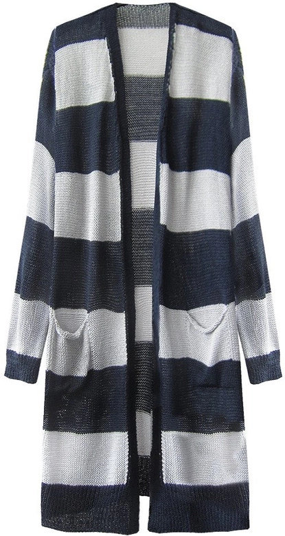 AŻUROWY KARDIGAN Z KIESZENIAMI GRANATOWO-SZARY (234ART)