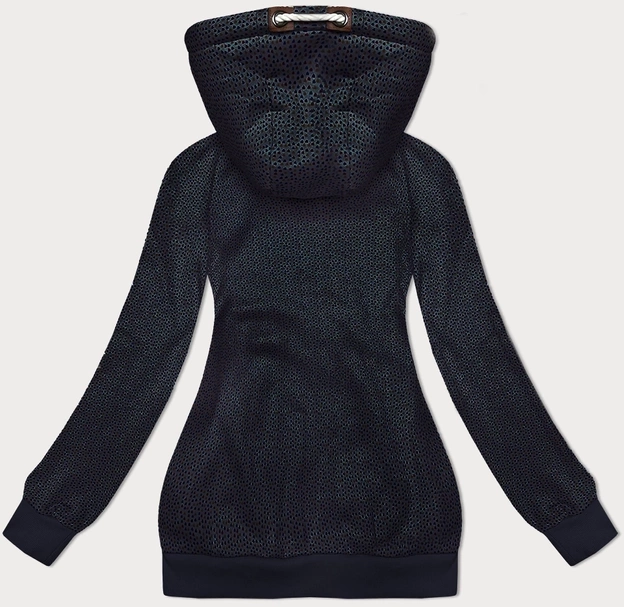 Rozpinana bluza z kapturem w drobne serduszka ciemny granat (2316)