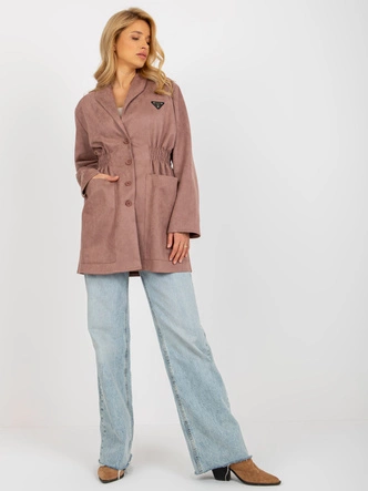 Damski cienki płaszcz - marynarka brudny róż (509128)