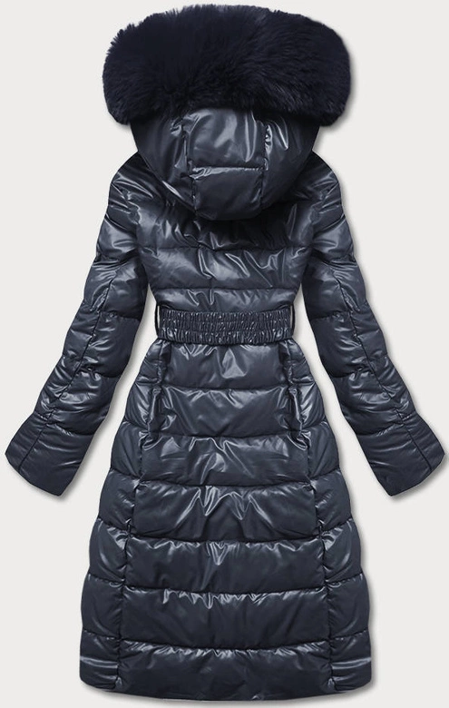 DŁUGA KURTKA ZIMOWA DAMSKA GRANATOWA (TY040-2)