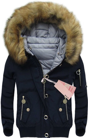 DWUSTRONNA KRÓTKA KURTKA GRANATOWA (W708)