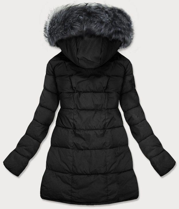 DAMSKA KURTKA PIKOWANA ZIMOWA Z KAPTUREM CZARNA (17-032)