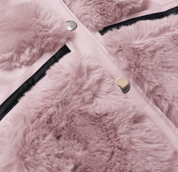 Elegancka kamizelka ekoskóra i futro róźowa (br9593-51)
