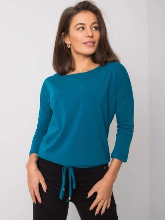 Luźna bluzka z wiązaniem na dole morska (4691)