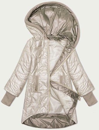 Pikowana kurtka z ozdobnymi ściągaczami S'West jasny beż (B8345-70)