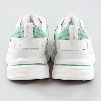 Sneakersy damskie z brokatowymi wstawkami biało-miętowe (lu-2)