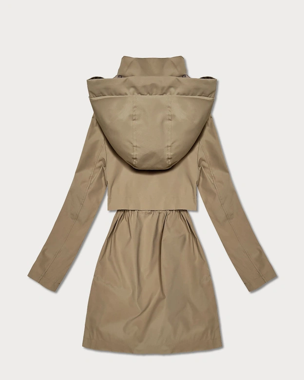 Prosta kurtka damska na podszewce Goodlookin piaskowa (KK60409-4#)