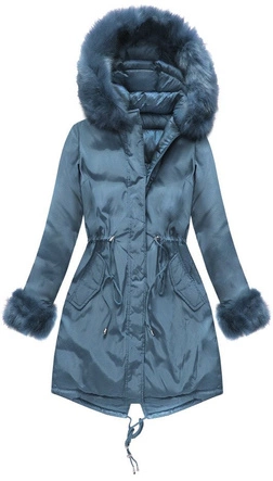 DWUSTRONNA KURTKA Z KAPTUREM NIEBIESKA (PM7210-30)