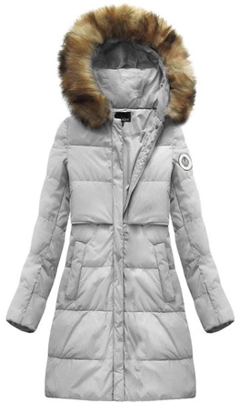 KURTKA Z PUCHEM NATURALNYM SZARA  (8063)