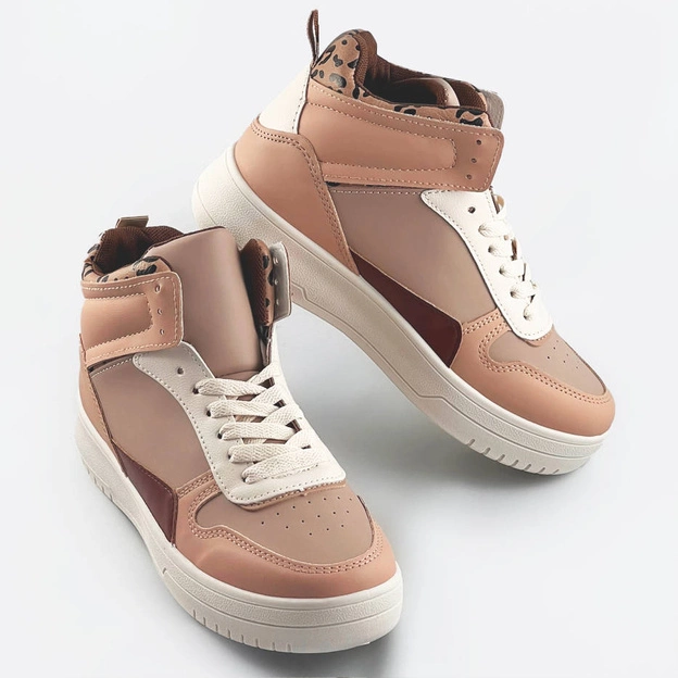 Damskie sneakersy za kostkę beżowe (wh2122)