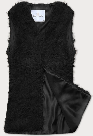 Futrzana kamizelka z długim włosem czarna (1402)