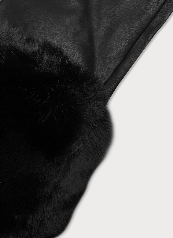 Kurtka z ekoskóry z futrzaną podszewką J Style czarna (11Z8079)