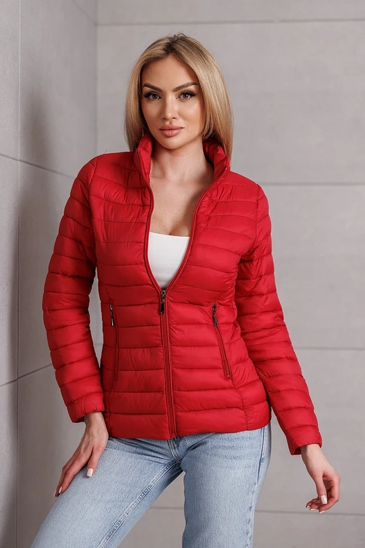 Pikowana kurtka damska ze stójką czerwona (16M9111-270)