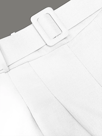 Eleganckie spodnie damskie z paskiem białe (18727)