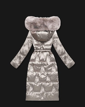 Zimowa kurtka damska ze ściągaczem w talii S'West jasny beżowy (B8522-46)