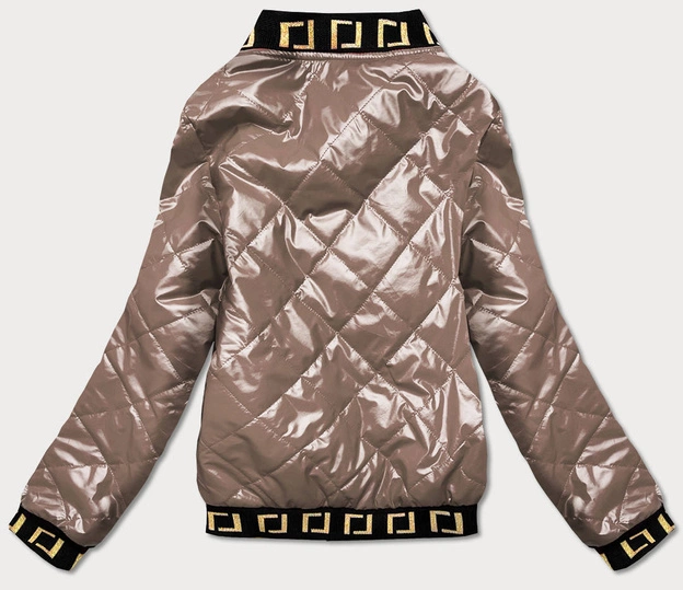 Błyszcząca kurtka damska bomberka cappuccino (b9798-12)
