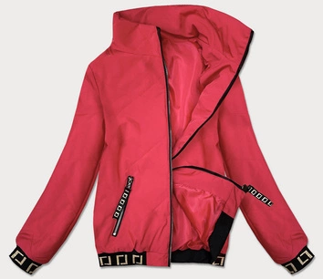 Krótka kurtka damska ze stójką czerwona (b8016-4)