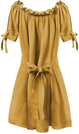 SUKIENKA HISZPANKA Z PASKIEM MUSZTARDOWA (279ART)