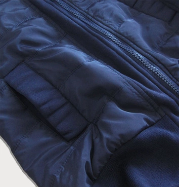 BLUZA DAMSKA Z ŁĄCZONYCH MATERIAŁÓW GRANATOWA (727)