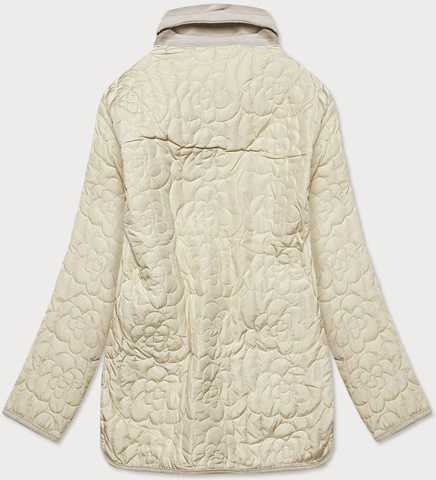 Cienka kurtka damska z ozdobnym pikowaniem kremowa (jin226)