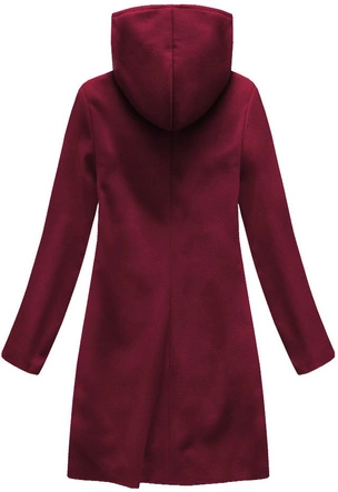 PŁASZCZ Z DOMIESZKĄ WEŁNY I KAPTUREM BORDOWY (6801)