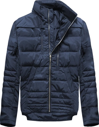 KURTKA ZIMOWA Z PUCHEM NATURALNYM GRANATOWA (M2031)