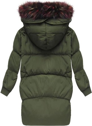 KURTKA OVERSIZE Z PUCHEM NATURALNYM KHAKI (7090)