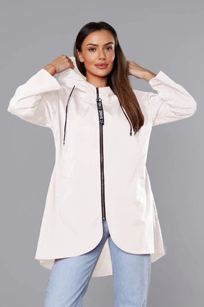 Cienka asymetryczna narzutka damska śmietana (B8117-26)