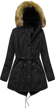 ZIMOWA KURTKA DAMSKA TYPU PARKA CZARNA (B2628)