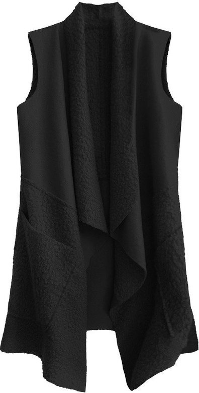KAMIZELKA OVERSIZE Z ŁĄCZONYCH MATERIAŁÓW CZARNA (545ART)