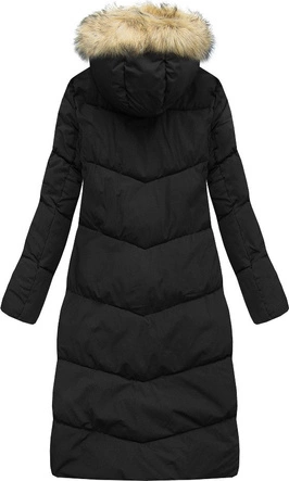 PROSTY PŁASZCZ ZIMOWY DAMSKI Z KAPTUREM CZARNY (J9-007)