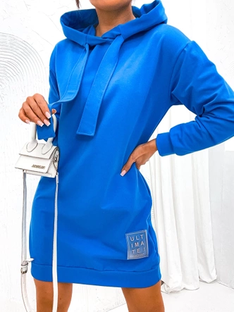 Dresowa sukienka z kapturem niebieska (725)