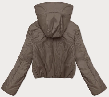 Krótka kurtka damska z kapturem S'West ciemny beż (B8246-12)