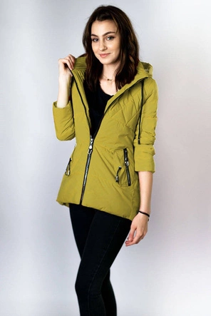 DAMSKA KURTKA ASYMETRYCZNA MUSZTARDOWA (905)