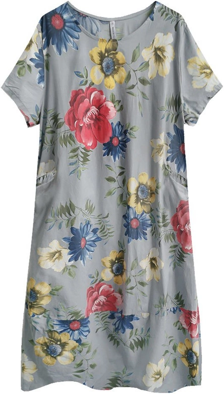 BAWEŁNIANA SUKIENKA OVERSIZE SZARA (341ART)