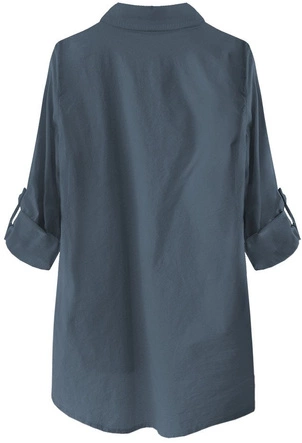 BAWEŁNIANA ASYMETRYCZNA KOSZULA GRANATOWA (232ART)